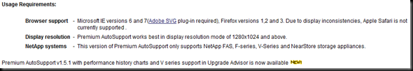 This version of Premium AutoSupport only supports NetApp FAS, F-series, V-Series and NearStore storage appliances.