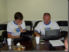 Hard at work, notice Gordo has the SAME expression in both photos?! :)