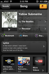 SoundHound finding Yellow Submarine