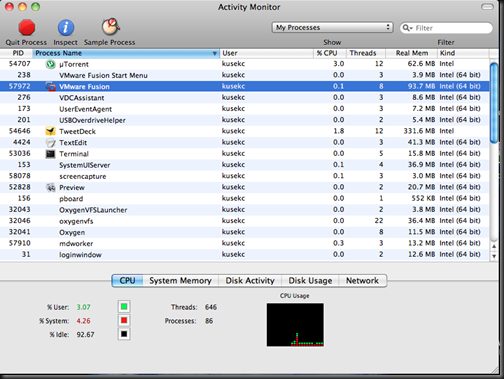 Activity Monitor: Find your VMware Fusion instance and Force Quit the Process