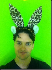 Me wearing two sets of ears! OMG IM THE BUNNY CAT!