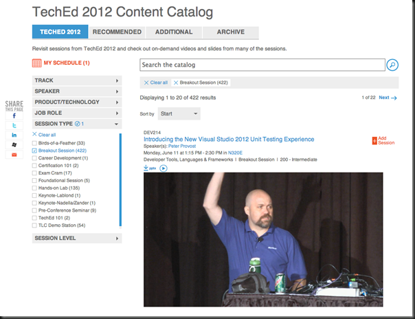 The Microsoft TechEd 2012 Content Catalog (and prior) are freeeeeeee!