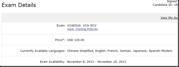 Exam Details for the VCAD510 - VCA-DCV