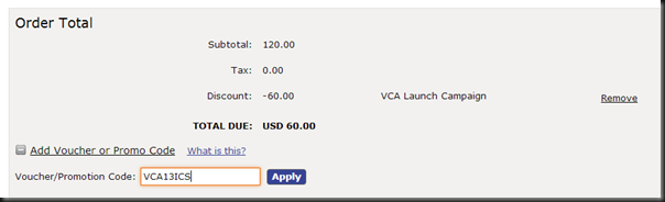 Voucher / Promotion Code VCA13ICS for Free VCA Exam