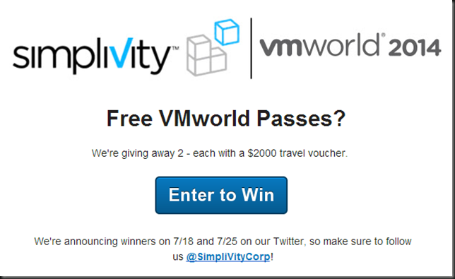 Sign up to win a Free Pass to VMworld with Simplivity!